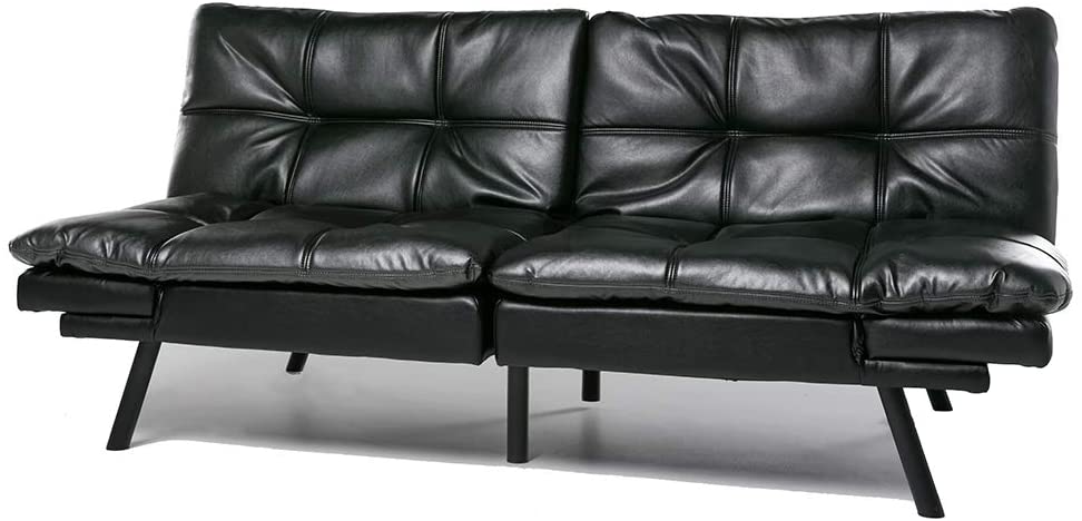 Futon Sofa Bed Memory Foam Couch Sleeper Daybed Foldable Convertible Loveseat (Black)